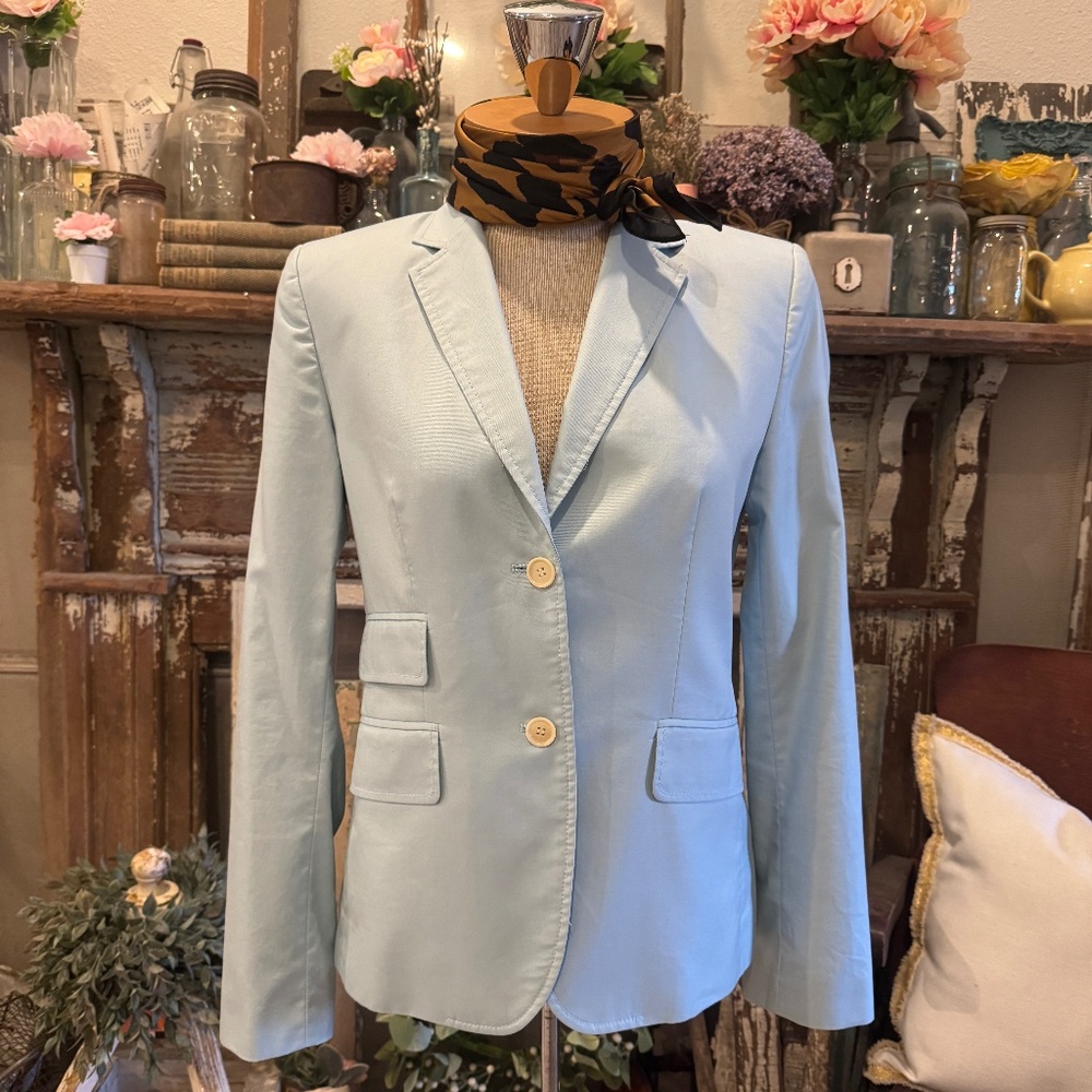J CREW SCHOOLBOY BLAZER | PASTEL Baby Blue POLISHED COTTON | Lightweight Spring